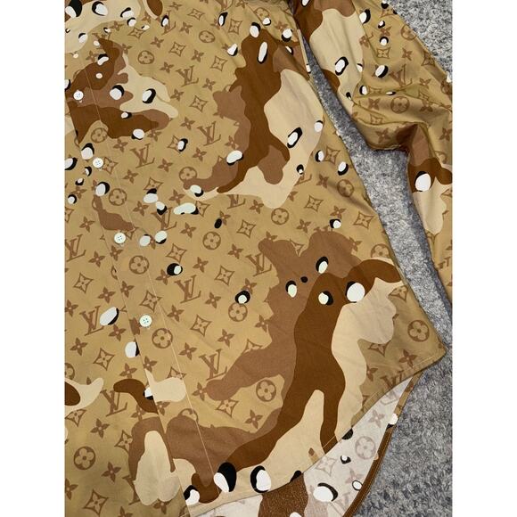 Louis Vuitton Desert Camo DNA Long Sleeve Logo Monogram Button Up Down Shirt S - Picture 7 of 16
